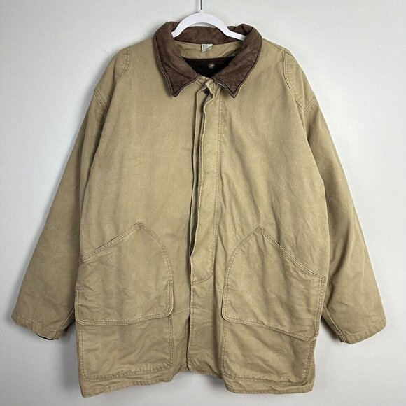 American Eagle Outfitters Other - American Eagle Jacket Barn Chore Coat Leather Collar Buttons Plaid Lining Large
